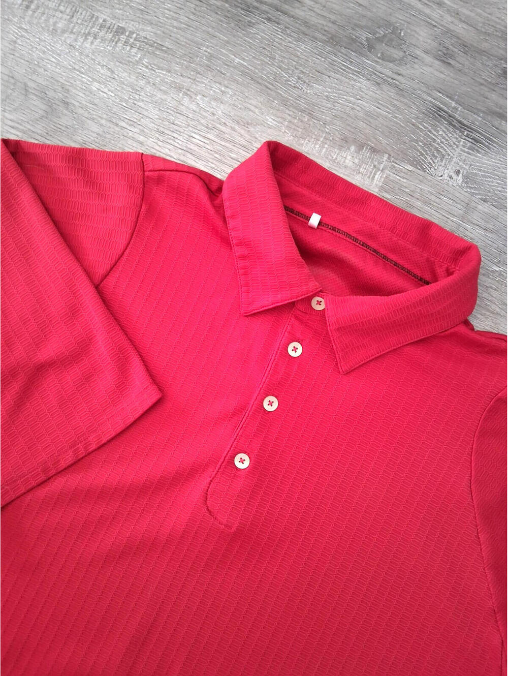 Adidas Men's XXL Red Textured Casual 4 Button polyester Short Sleeve Polo Shirt